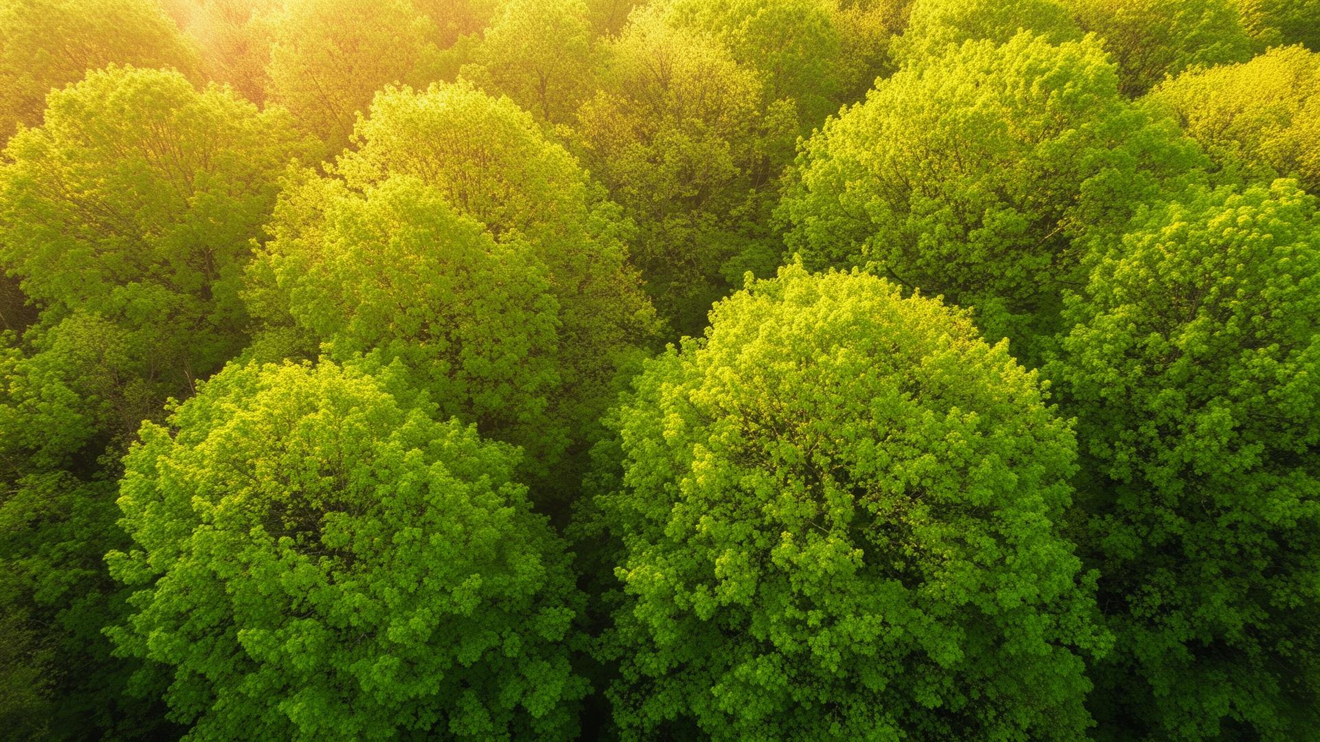Lush forest canopy from above